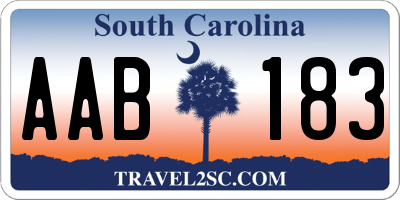 SC license plate AAB183
