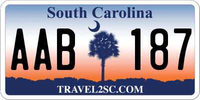 SC license plate AAB187