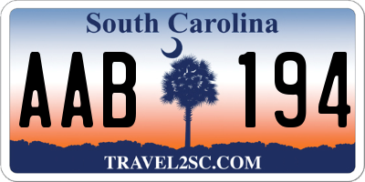 SC license plate AAB194