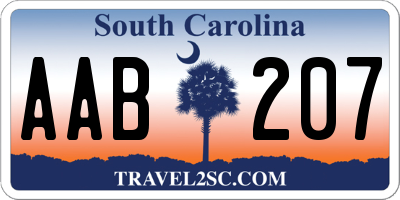 SC license plate AAB207