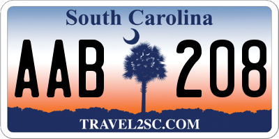 SC license plate AAB208