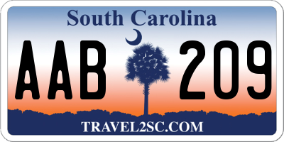 SC license plate AAB209