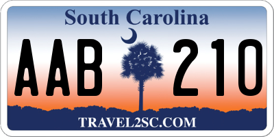 SC license plate AAB210