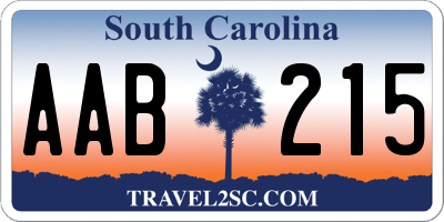 SC license plate AAB215