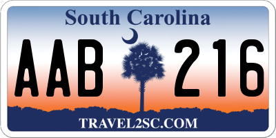 SC license plate AAB216