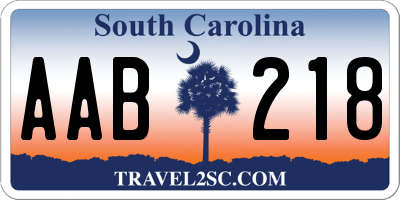 SC license plate AAB218