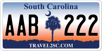 SC license plate AAB222