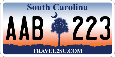 SC license plate AAB223