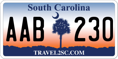 SC license plate AAB230