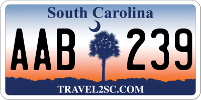 SC license plate AAB239