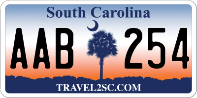 SC license plate AAB254