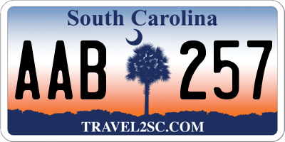 SC license plate AAB257