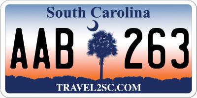 SC license plate AAB263