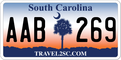 SC license plate AAB269