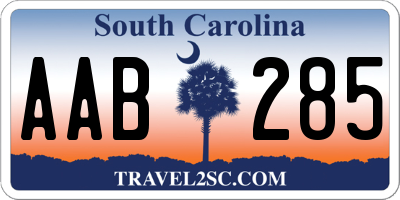 SC license plate AAB285