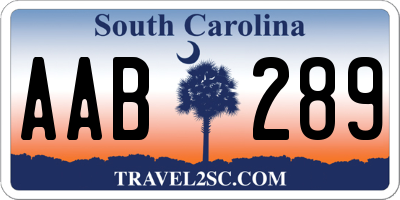 SC license plate AAB289