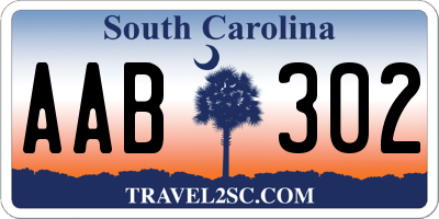 SC license plate AAB302