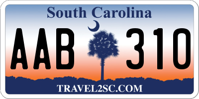 SC license plate AAB310