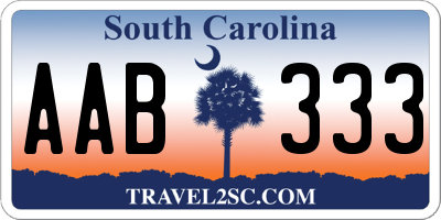 SC license plate AAB333