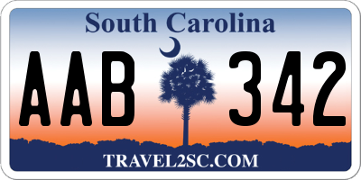 SC license plate AAB342