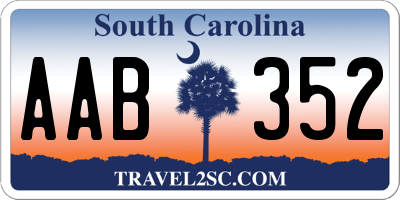 SC license plate AAB352