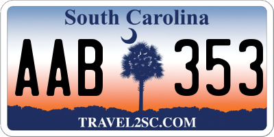 SC license plate AAB353