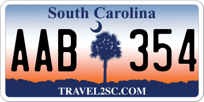 SC license plate AAB354