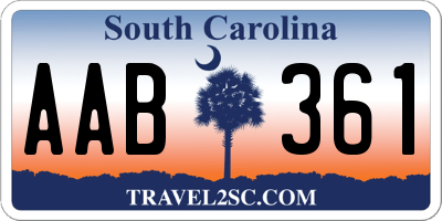 SC license plate AAB361