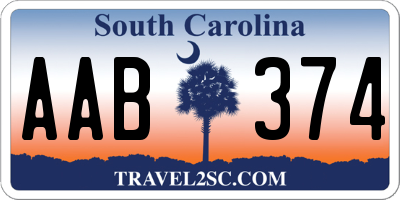 SC license plate AAB374