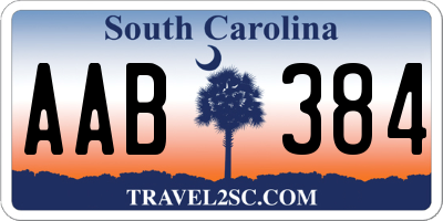 SC license plate AAB384