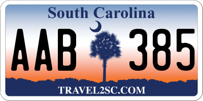 SC license plate AAB385