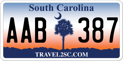 SC license plate AAB387