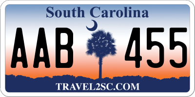 SC license plate AAB455