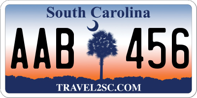 SC license plate AAB456