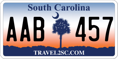 SC license plate AAB457