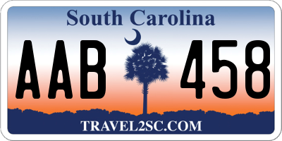 SC license plate AAB458