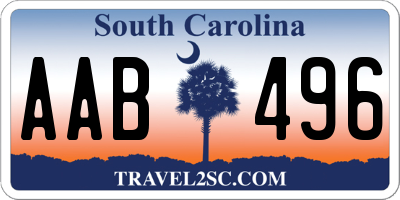 SC license plate AAB496