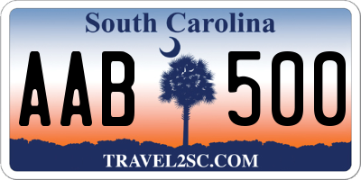 SC license plate AAB500