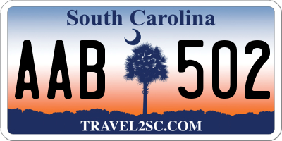 SC license plate AAB502