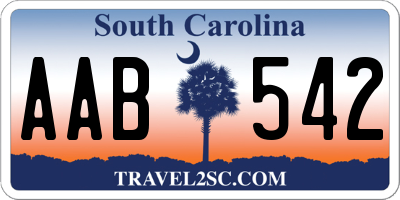 SC license plate AAB542