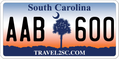 SC license plate AAB600