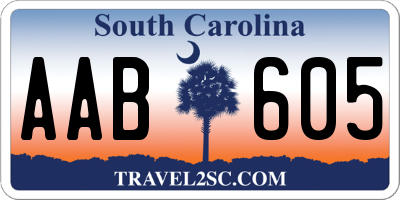 SC license plate AAB605