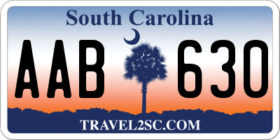 SC license plate AAB630