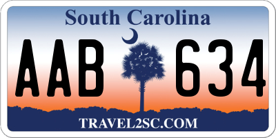 SC license plate AAB634