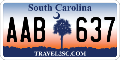 SC license plate AAB637