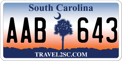 SC license plate AAB643