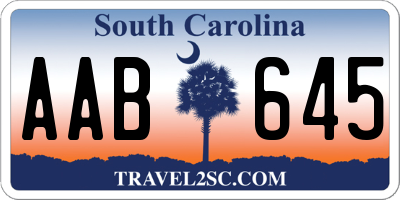 SC license plate AAB645