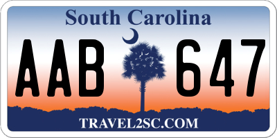 SC license plate AAB647