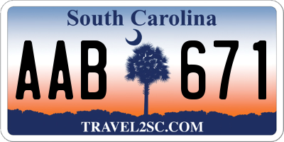 SC license plate AAB671