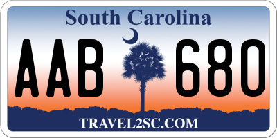 SC license plate AAB680